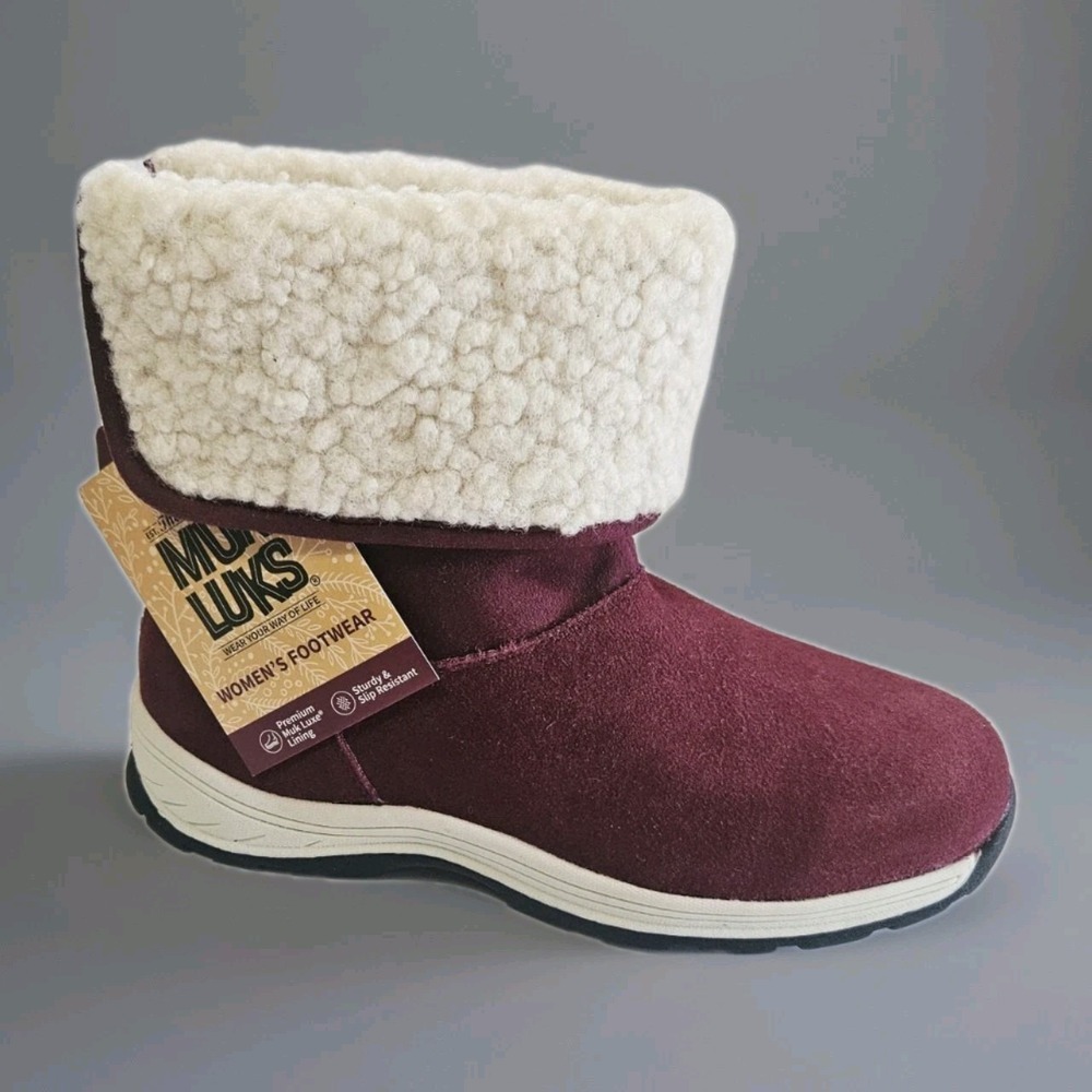 NEW Muk Luks‎ Women's Suede Cuffed Winter Boots Size 7